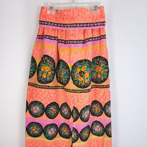 Vtg Mr B of California Maxi Skirt Small? Boho Black Orange Pink Floral Print - Picture 3 of 10